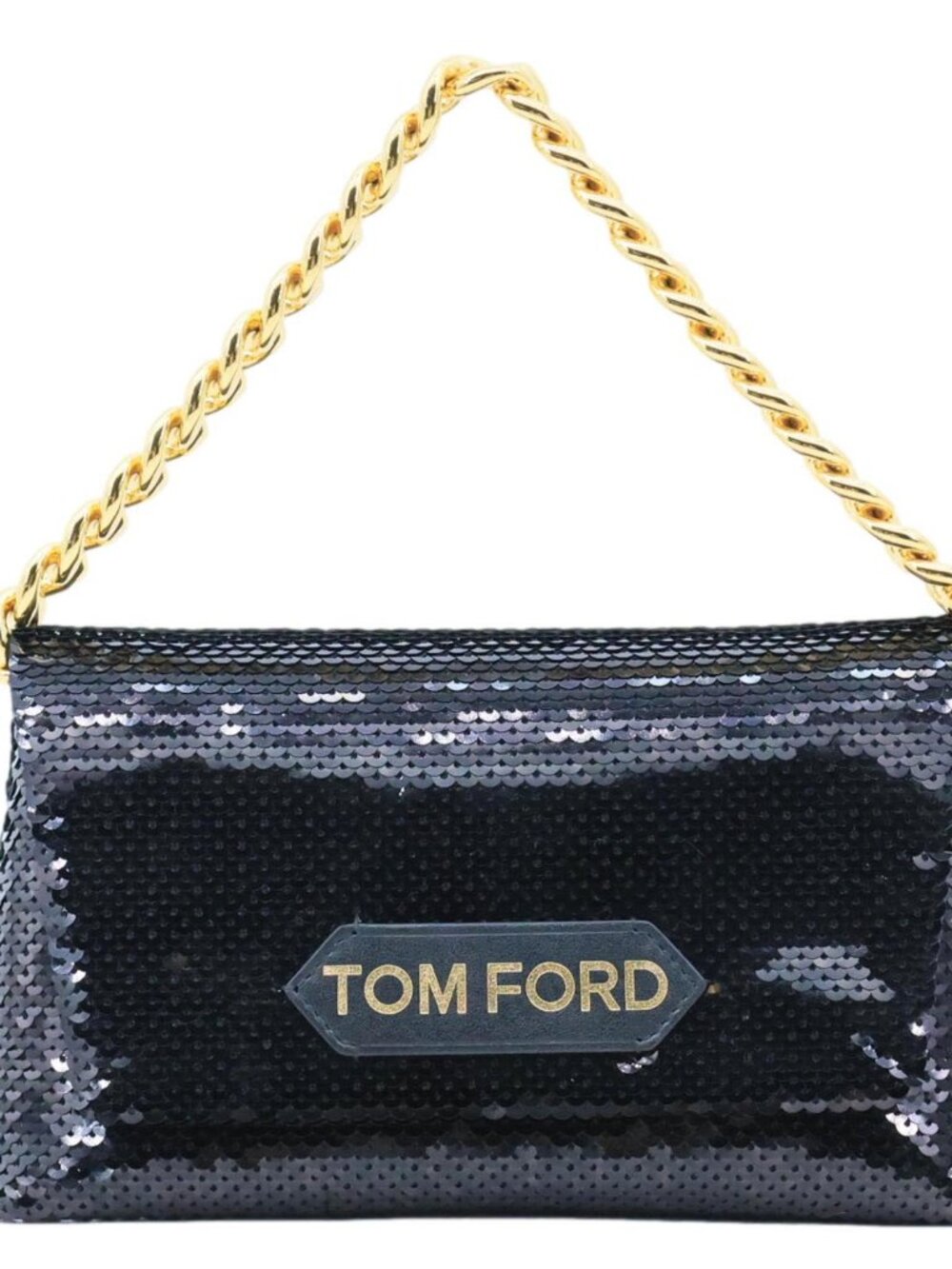 Tom Ford  Label Mini Sequin Chain Hobo Bag Balck